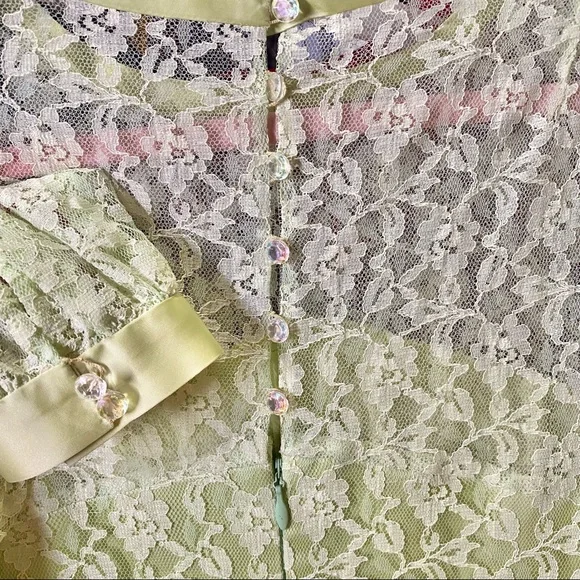 Vintage 60s light green lace dress - Picture 5 of 6